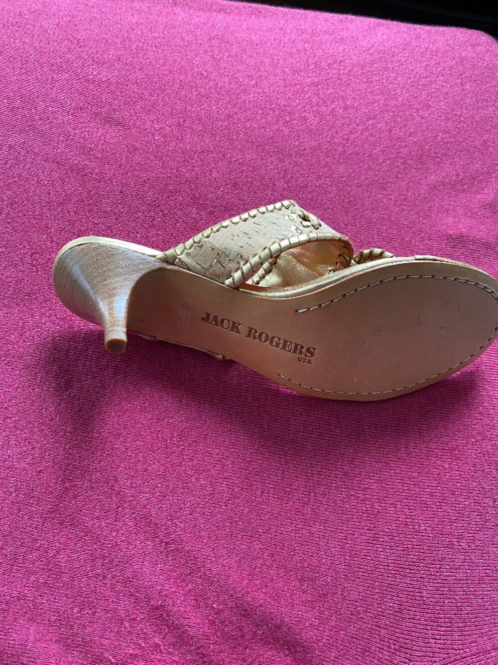 Jack Rogers Gold Cork Heel Sandals Size 8 - Picture 12 of 14